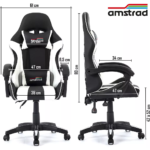 Chaise gaming AMSTRAD noir & blanc – Image 3