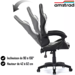 Chaise gaming AMSTRAD noir & blanc – Image 4