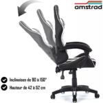 Chaise gaming AMSTRAD noir & blanc – Image 5