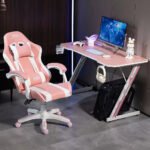 Chaise gaming AMS GAMING Blanc & rose – Image 3